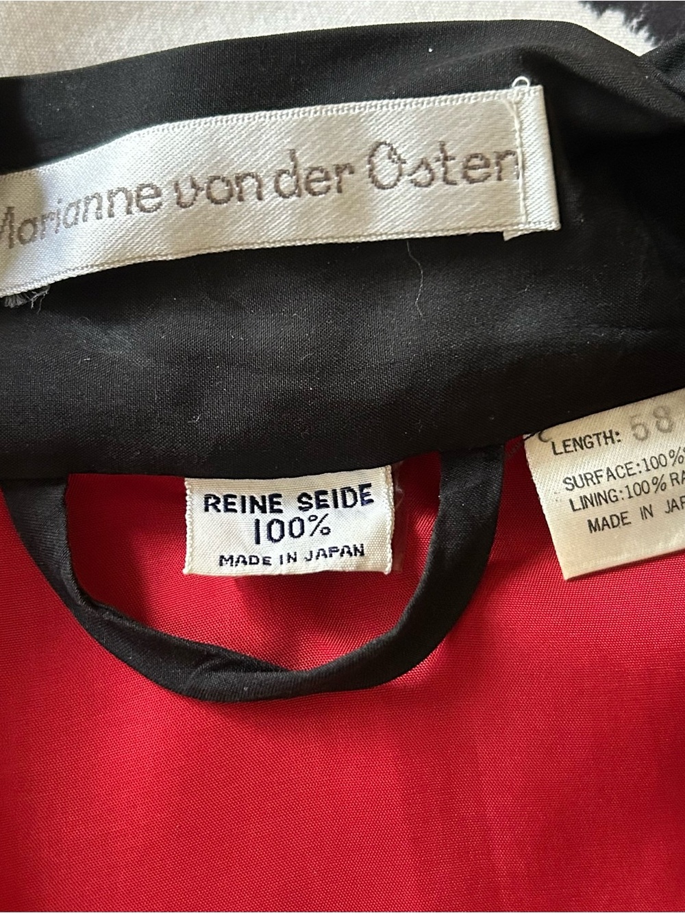 Black 100% Silk Kimono with Red Lining - Picture 3 of 5
